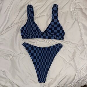 Skatie Saint Tropez XS Blue and Black Checkered Bikini